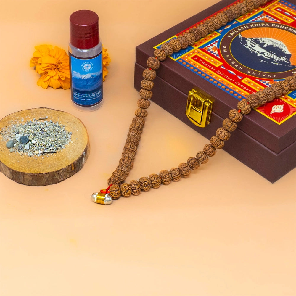 Kailash Kripa Panchmukhi Rudraksha Mala with Mansarovar Jal