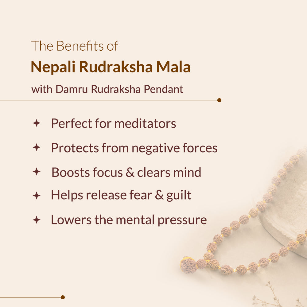 Nepali Rudraksha Mala With Damru Rudraksha Pendant
