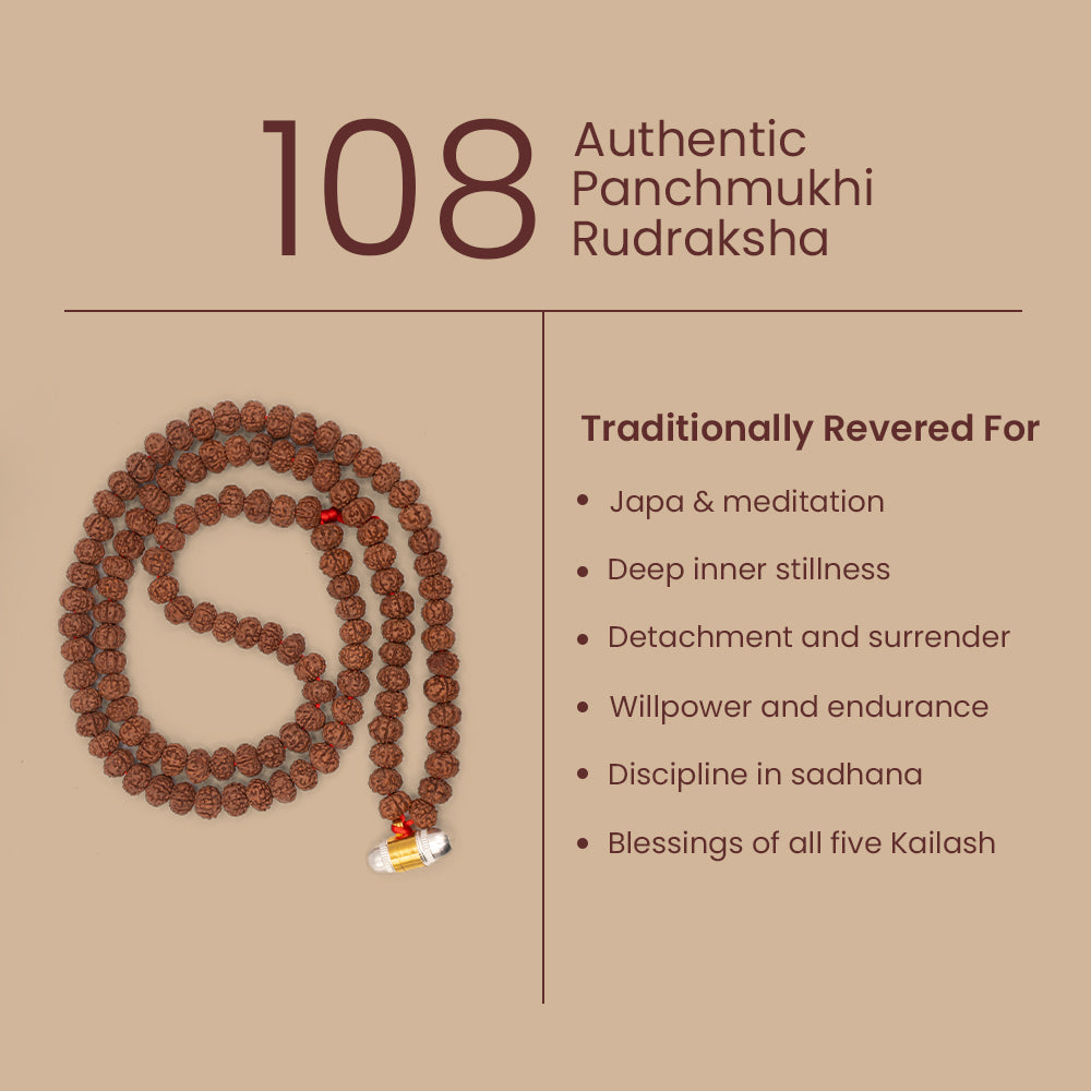 Panch Kailash Rudraksha Mala is traditionally revered for detachment, willpower, and blessings of all five Kailash.