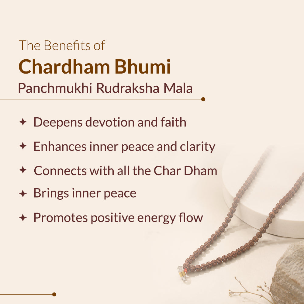 Chardham Bhumi Panchmukhi Rudraksha Mala