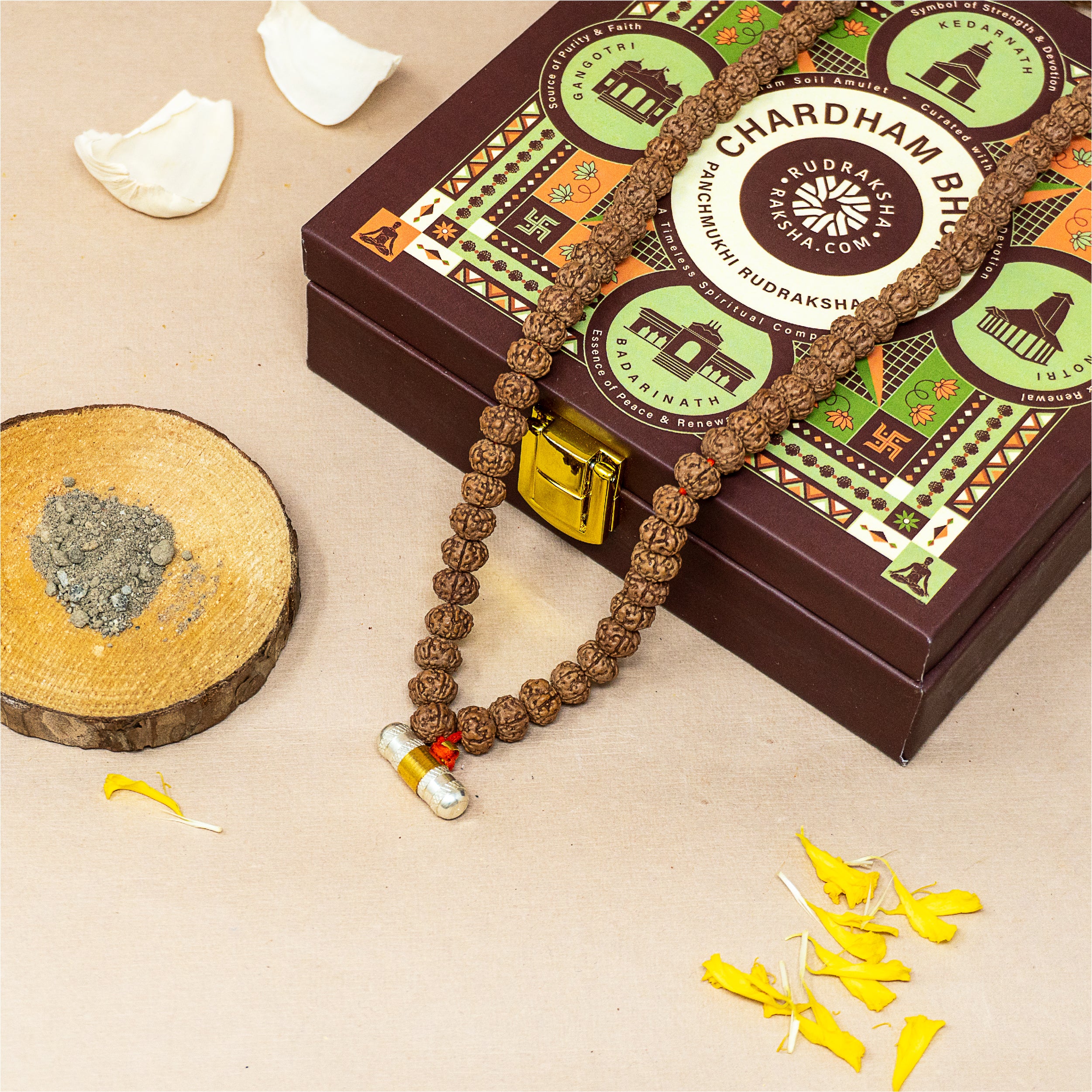 Chardham Bhumi Panchmukhi Rudraksha Mala front picture