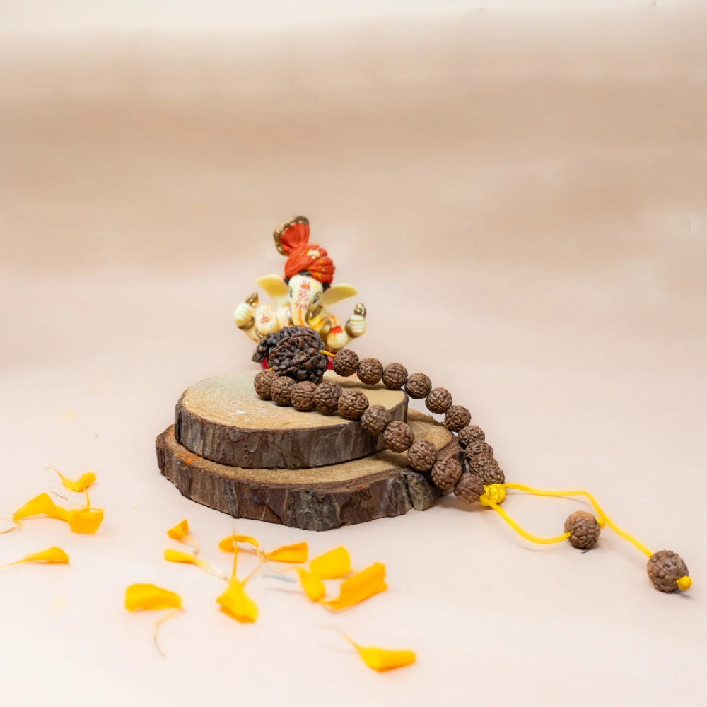 Ganesh Rudraksha Bracelet Adjustable Fit