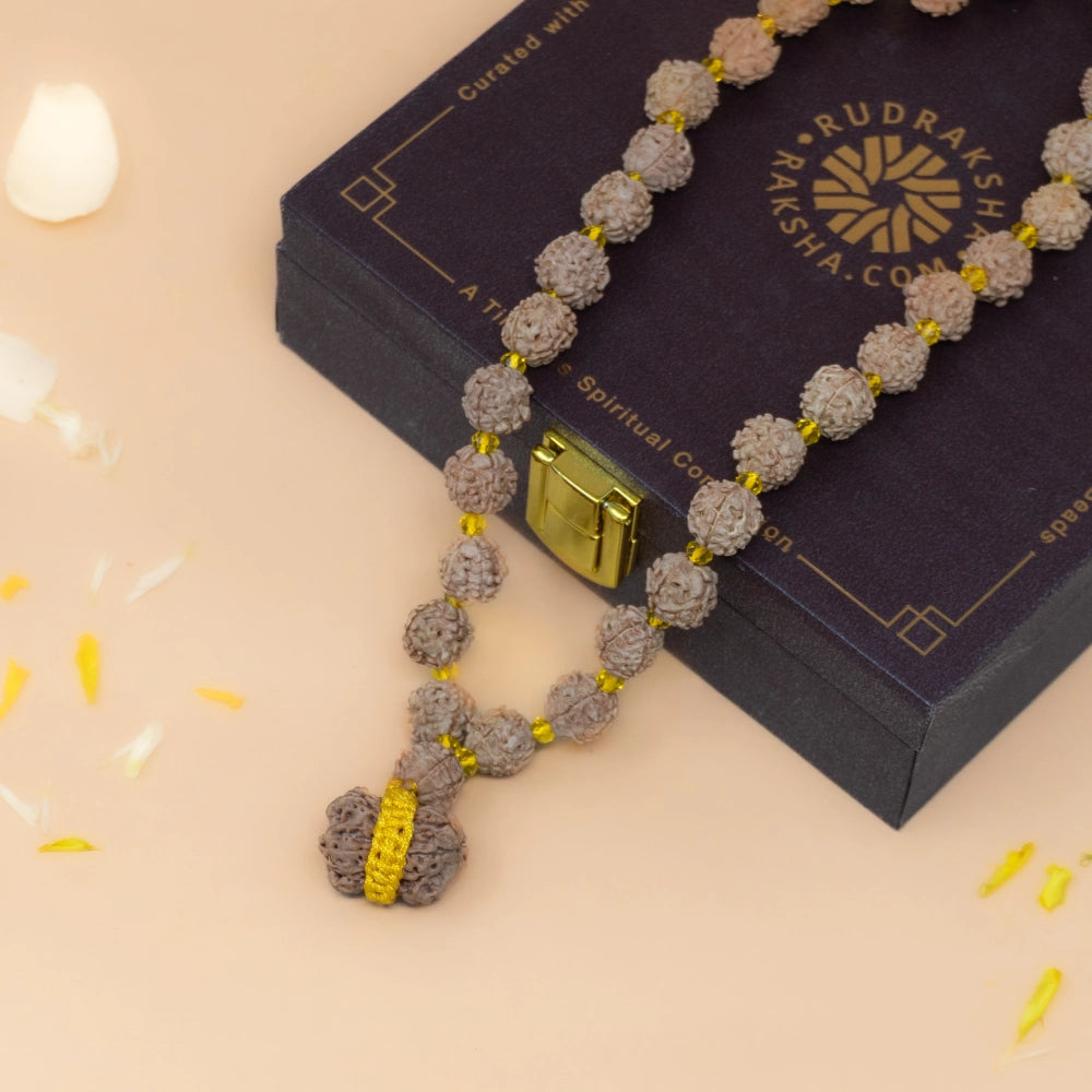 Nepali Rudraksha Mala With Damru Rudraksha Pendant